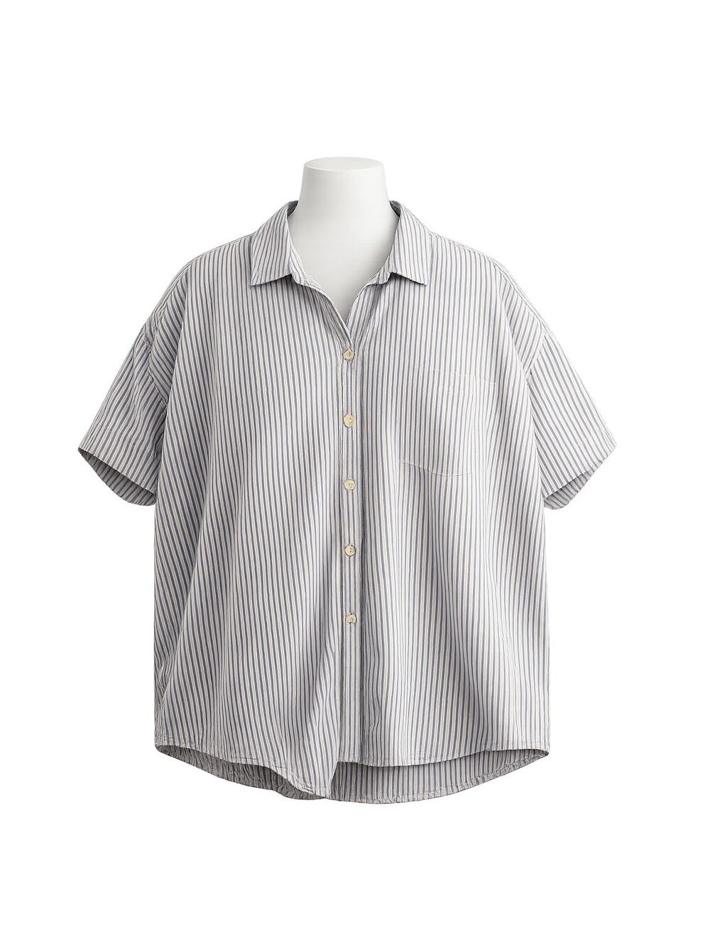Madewell Courier Pintuck Back Shirt Blue Stripe Oversized Button Front - Size XL